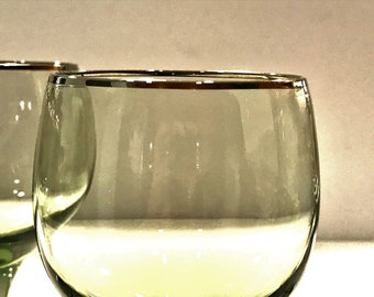 Lenox wine glasses Green shadow with platinum trim vintage barware elegant glass