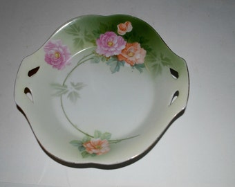 R S Prussia  Tillowitz bowl with handles German porcelain  hand painted porcelain