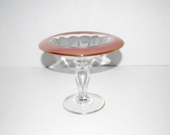 pink and gold compote vintage glass elegant candy dish home decor studio prop