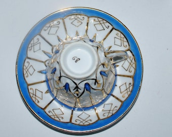 demitasse set blue gold and white china espresso set