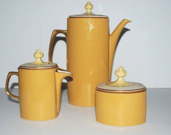 Vintage Franciscan Martinique  coffee pot sugar and creamer with lids hard to find set