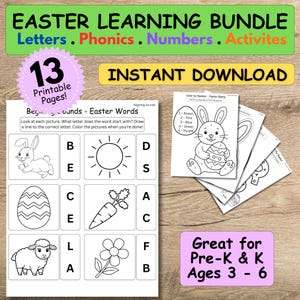 Easter Learning Bundle | Phonics, Numbers, Activities (Digital Download)