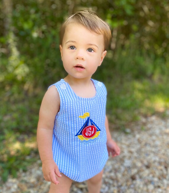 boy bubble romper