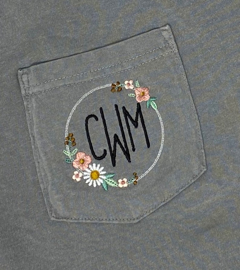 Comfort Colors Shirt Circle Boho Flower Monogram