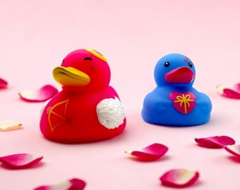 Cupid Duck, Blue Heart Duck, Romantic Gift, Valentine's Style Bath Toy