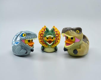 Canards en caoutchouc dinosaures | Collection T-Rex, Vélociraptor, Dilophosaure (Vinyle PVC 5 cm)