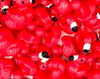 Flamingo Figuren aus rotem Harz: winziges Sammlerdekor