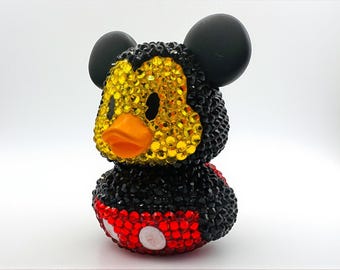 Mickey Mouse Strass Gummiente, handgefertigte Bling Ente, Kristallfigur Sammlergeschenk