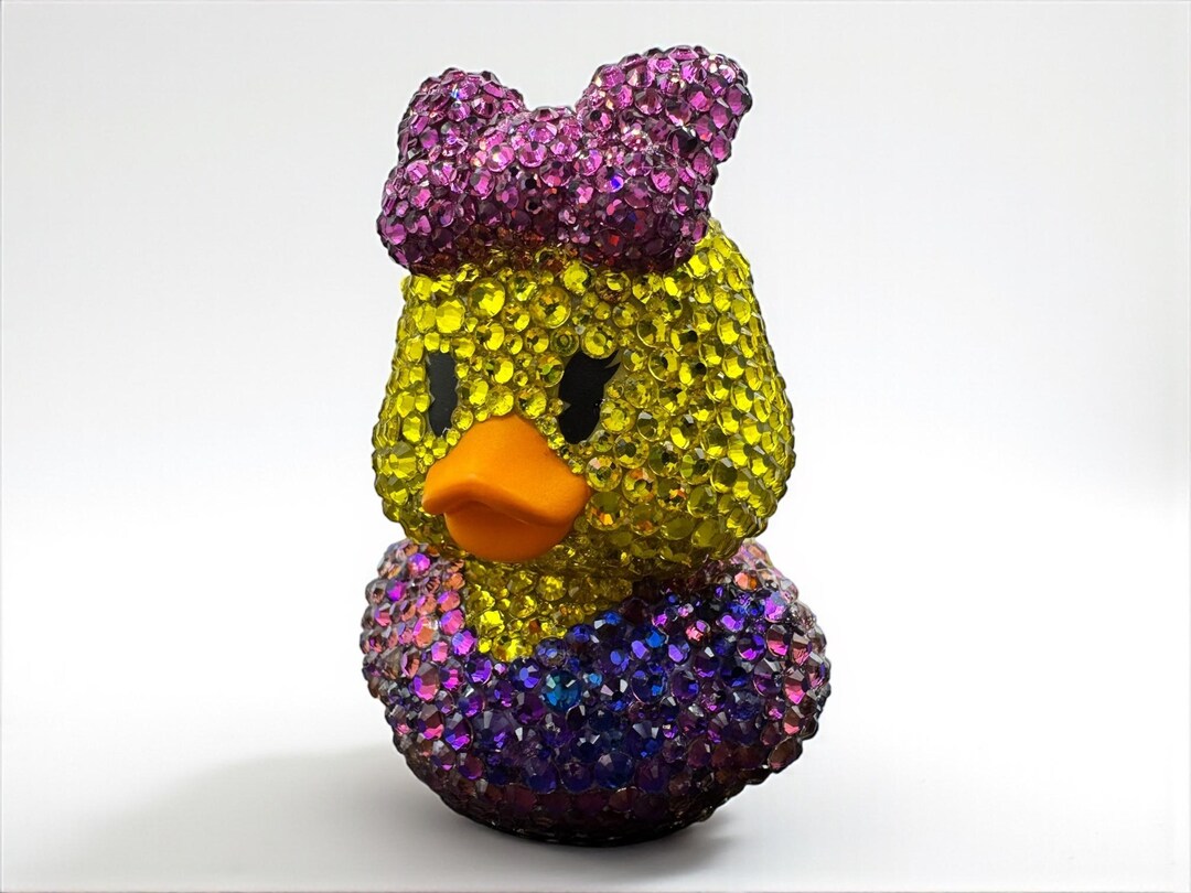 Handmade Daisy Rhinestone Rubber Duck Collectible, Crystal Bling Decor ...