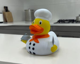 Gummiente: Küchen Deko, Bäcker Geschenk, Rot oder Orange Schals