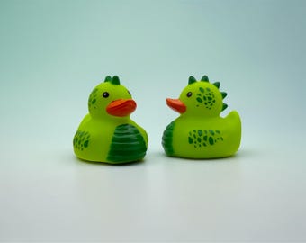 Canard en caoutchouc dinosaure vert, jouet de collection fantaisie, décoration de bureau