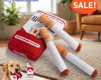 Funny Cigarette Dog Toy Plush Squeaky Toy for Dogs, Interactive Giggling Chew Toy, Puppy Boredom Relief Gift for Pet Lovers