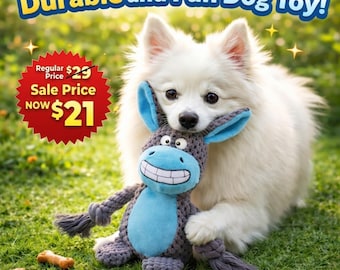 Zabawna zabawka dla psa w kształcie osiołka. Trwała pluszowa, piszcząca zabawka do żucia dla psów.