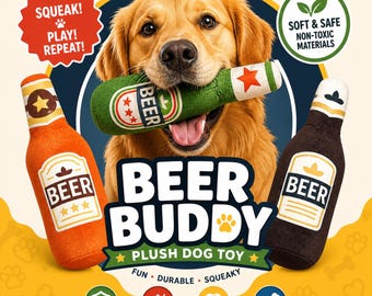 Jouet pour chien bouteille de bière jouet pour chien grinçant en peluche durable pour petits et moyens chiens