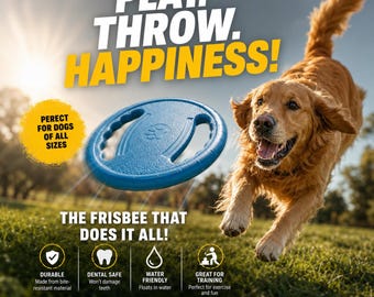 Durable Rubber Dog Ring Toy: Interactive Fetch, Tug, Training Frisbee (Floats)