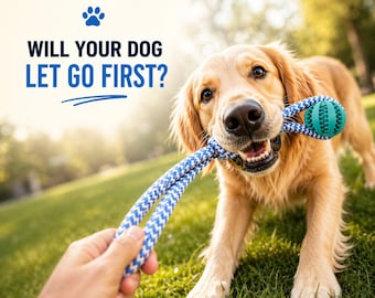 Palla giocattolo per cani in corda di cotone resistente, interattiva, da masticare, per l'addestramento e la pulizia dentale.