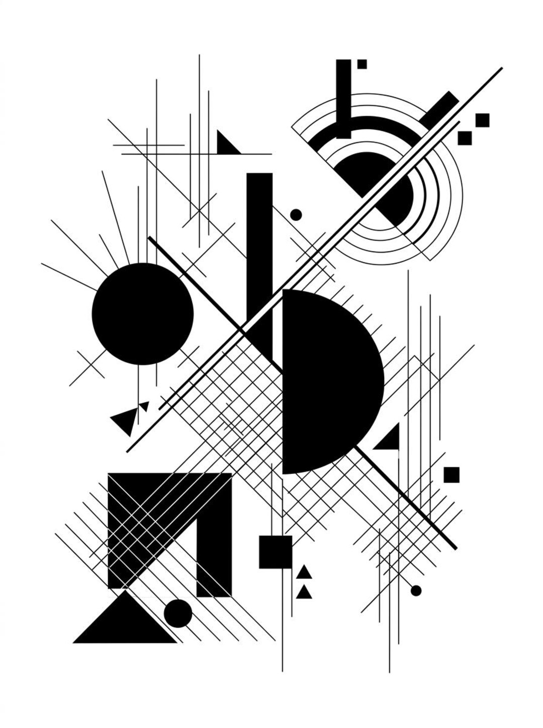 Bauhaus Wall Art Print Black and White Geometric Minimalist Poster ...
