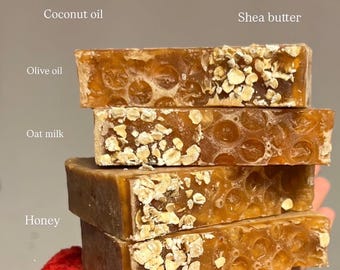 Handmade Oat Milk Honey Shea Butter Soap, Organic Face Body Bar