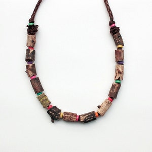 Eco friendly wood necklace, OOAK rustic jewelry image 1
