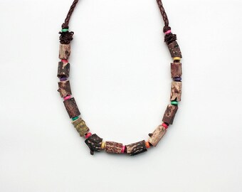 Eco friendly wood necklace, OOAK rustic jewelry