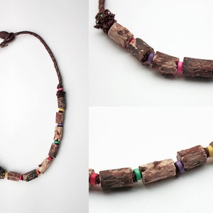 Eco friendly wood necklace, OOAK rustic jewelry image 4