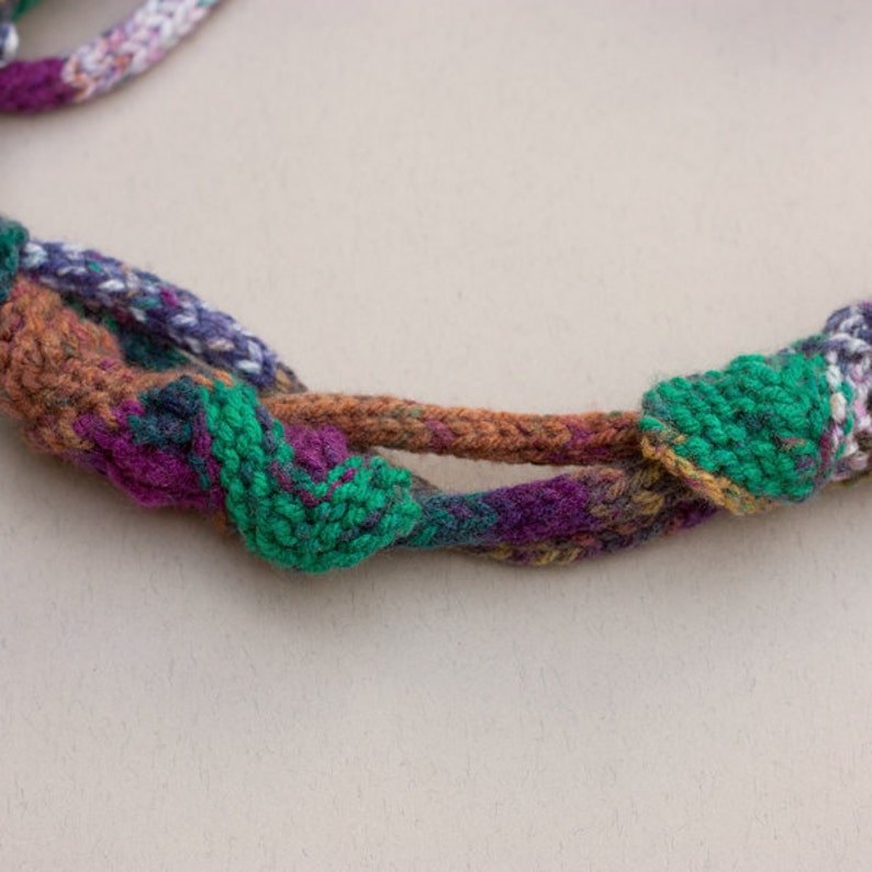 Unique knitted necklace multicolor rustic jewelry OOAK fiber Etsy