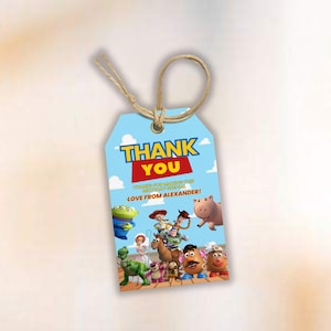 Toy Story Birthday Party Favor Custom Text Canva Template Invitation Chip Bag Popcorn Box Paper Banner Download Digital File 1 2 3 Boy Girl