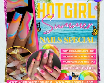 Summer Nail Special Flyer, Nail Deal Flyer, Nail Tech Sale Flyer, Nail Flash Sale Flyer, Nail Booking Flyer, Nail Promotion Nail Appointment