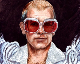 Elton John print of original painting
