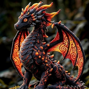Realistic Royal Dragon Crochet Pattern: Giant Velvet Amigurumi PDF (Advance)