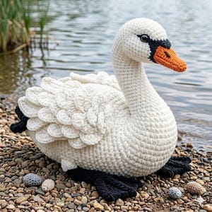 Schema realistico per realizzare un cigno all'uncinetto: tutorial per amigurumi (scaricabile in PDF)
