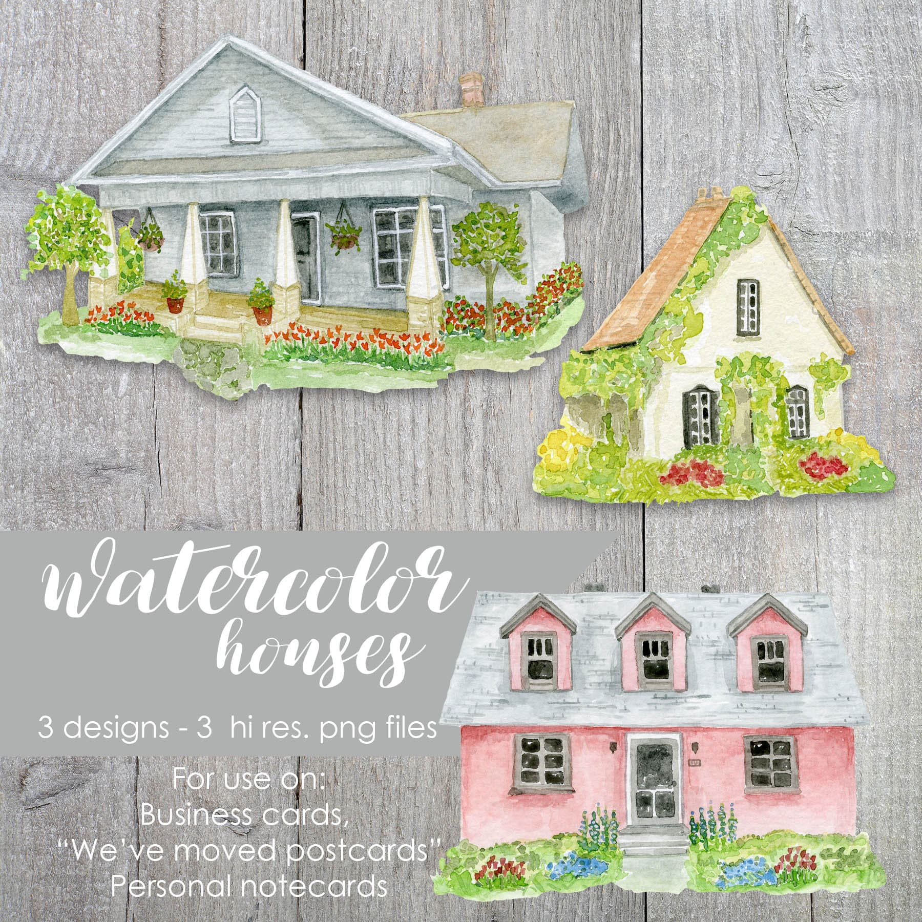 Watercolor Houses Watercolor Homes Landscaping Real Estate Etsy