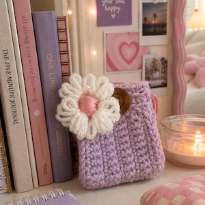 Crochet Earbud Pouch with Button Closure | Small Coin Purse | AirPods Case Holder | Handmade Mini Pouch | Custom Colors