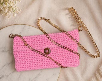 Torebka kopertówka na szydełku | Ręcznie robiona torebka wieczorowa | Kolor kopertówki na zamówienie | Odpinany pasek | Formalna torebka w stylu boho | Mała torebka na wieczorne wyjście
