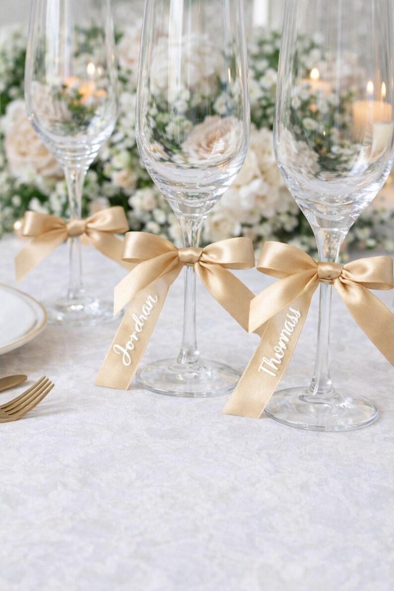 Personalised Satin Ribbon Guest Names | 25mm Wedding Favour Table Decor ...