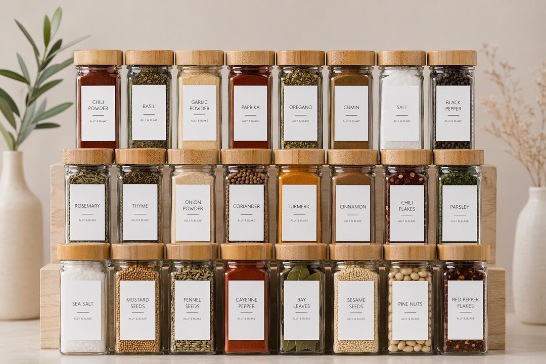 96 Modern Pantry Labels | Minimalist Spice & Food Jar Stickers ...