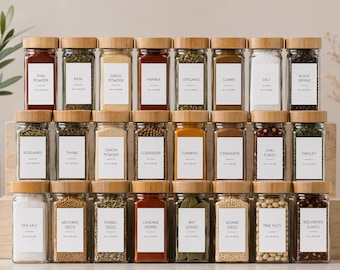 96 etiquetas modernas para despensa / Etiquetas minimalistas para frascos de especias y alimentos / Etiquetas para organización de cocina / Personalizadas