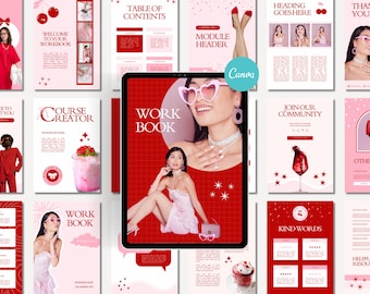 Pink Ebook Template Canva Workbook & Coaching Worksheet Coquette Magazine Style Business Brochure Lead Magnet Editable Design