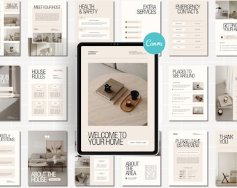 Airbnb Welcome Book Canva Template Bundle Guest Guide WiFi Password Sign Check In Out Instructions Thank You Card Printable Host Kit RE2