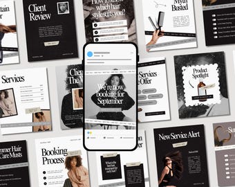 Minimal Hair Salon Instagram Canva Marketing Templates Hair Stylist Social Media Post & Story Beauty Salon Branding Editable