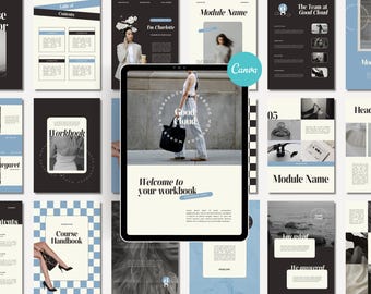 Minimalist Ebook Template Canva Workbook & Blue Coaching Worksheet Neutral Magazine Style Business Brochure Modern Lead Magnet Design