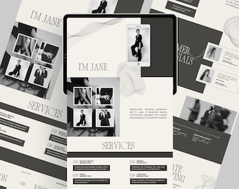 Portfolio Website Template Canva Landing Page Design Grey Black Aesthetic Landing Page for Marketing UGC Creator Social Media Manager