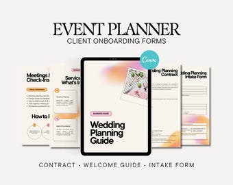 Event Planner Forms Canva Templates Wedding Planner Contract Proposal Package Client Intake Onboarding Welcome Guide Business Templates