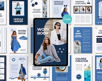 Cute Ebook Template Canva Workbook & Blue Coaching Worksheet Neutral Magazine Style Business Brochure Modern Lead Magnet Design