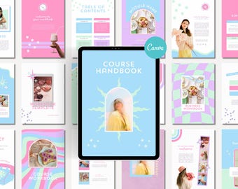 Pastel Ebook Template Canva Workbook & Coaching Worksheet Cute Magazine Style Business Brochure Lead Magnet Editable Design