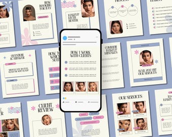 Makeup Artist Instagram Canva Templates Esthetician Modern Bright Feed Kit MUA Posts & Stories Medspa Beauty Business Bundle