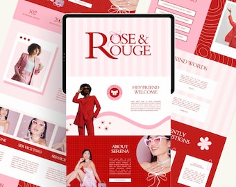 Cute Canva Website Template Red Landing Page Design Pink Coquette Aesthetic Landing Page for Life Coach Marketing Manager UGC Creator