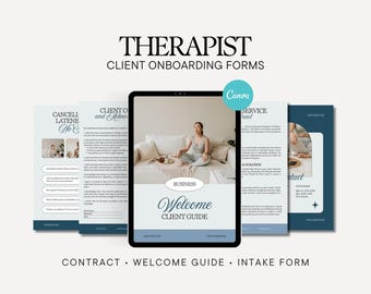 Therapist Forms Canva Templates Therapy Agreement Contract Client Intake Welcome Guide Psychology Wellness Counseling Business Templates