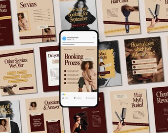 Luxury Hair Salon Instagram Canva Marketing Templates Hair Stylist Social Media Post & Story Beauty Salon Branding Editable