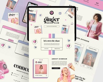 Cute Canva Website Template Beige Landing Page Design Pink & Purple Aesthetic Landing Page for Marketing Manager UGC Creator and Businesses